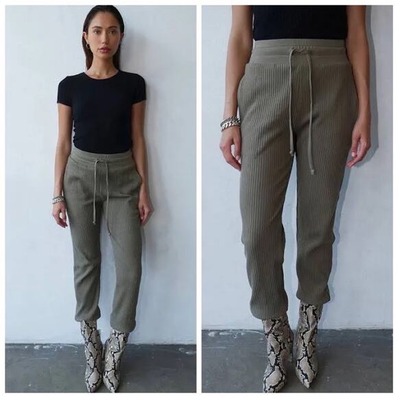 The Range Pants - The Range Vital Rib Ribbed Stretch Knit Jogger Pants Utility Olive Green